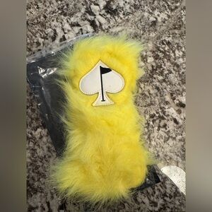 Yellow Fuzzy Golf Club Headcover with Spade Patch